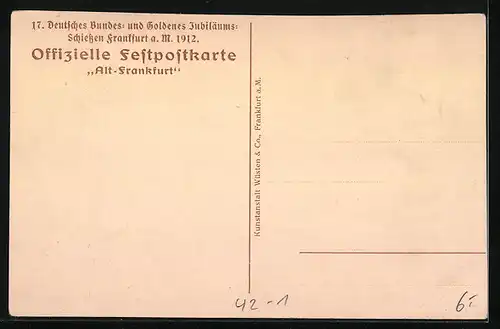AK Frankfurt a. M., 17. Deutsches Bundes- und Goldenes Jubiläums-Schiessen 1912