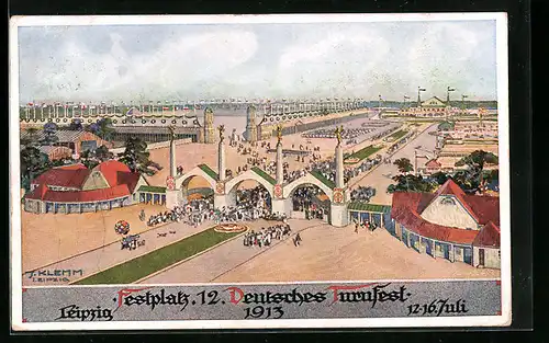 AK Leipzig, 12. Deutsches Turnfest 12.-16. Juli 1913, Festplatz