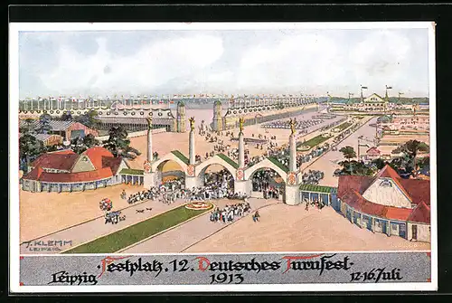 AK Leipzig, 12. Deutsches Turnfest 12.-16. Juli 1913, Der Festplatz