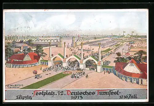 AK Leipzig, 12. Deutsches Turnfest 12.-16. Juli 1913, Festplatz
