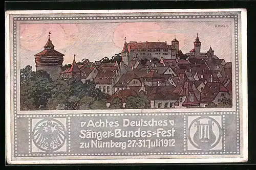 AK Nürnberg, 8. Deutsches Sängerbundesfest 27.-31. Juli 1912, Ortsansicht