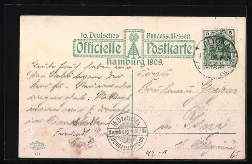 AK Hamburg, 16. Deutsches Bundesschiessen 1909, Festhalle