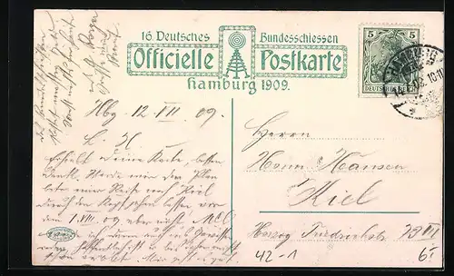 AK Hamburg, 16. Deutsches Bundesschiessen 1909, Seefisch-Restaurant