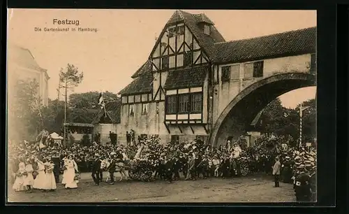 AK Hamburg, 16. Deutsches Bundesschiessen 1909, Festzug, Die Gartenkunst