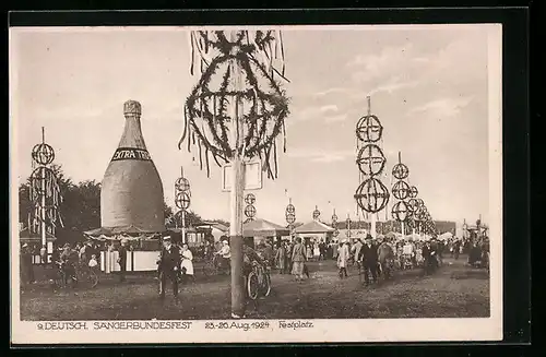 AK Hannover, 9. Deutsches Sängerbundesfest, 23.-26. Aug. 1924, Festplatz