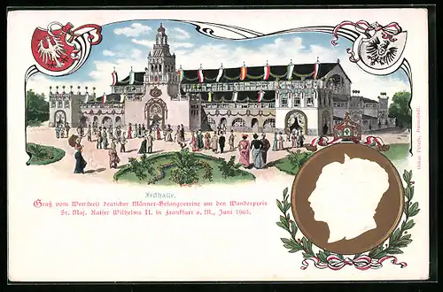 Präge-Lithographie Frankfurt a. M., Wettstreit deutscher Männer-Gesangvereine 1903, Festhalle