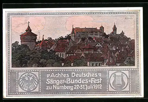 AK Nürnberg, Achtes Deutsches Sängerbundesfest, 27.-31. Juli 1912, Ortsansicht