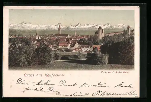 AK Kaufbeuren, Teilansicht mit Bergen