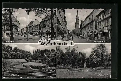 AK Wattenscheid, Oststrasse mit Geschäften, Freilichtbühne, Stadtpark