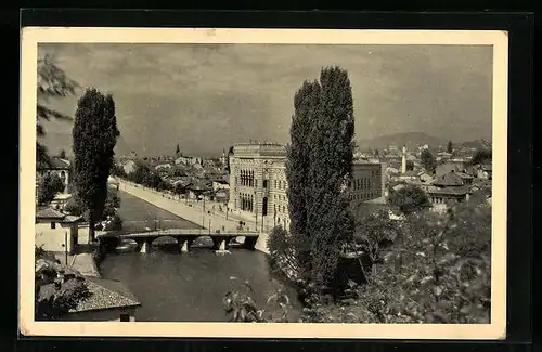 AK Sarajevo, Panorama mit Brücke