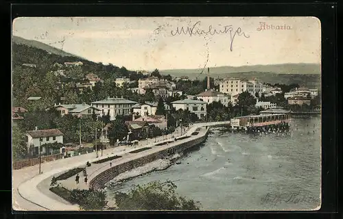AK Abbazia, Hafenpartie mit Häusern