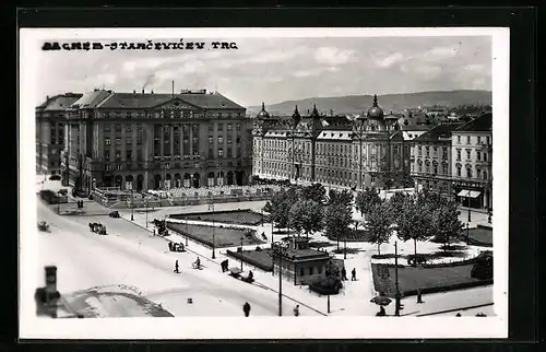 AK Zagreb, Ortspartie mit Hotel Esplande