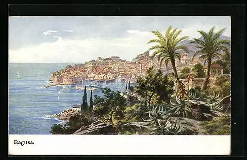 AK Ragusa, Ortspartie am Gewässer