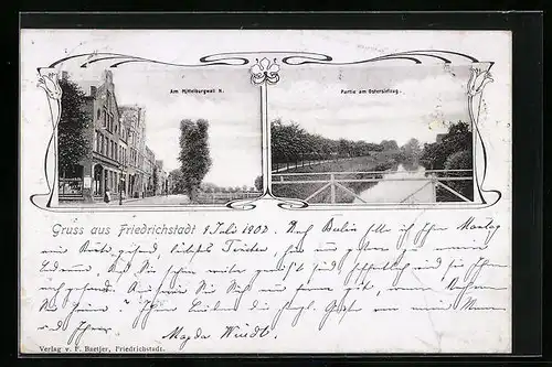 Passepartout-AK Friedrichstadt /Eider, Strasse Am Mittelburgwall, Pertie am Ostersielzug