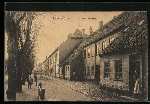 AK Eckernförde, Strassenpartie mit alter Kaserne