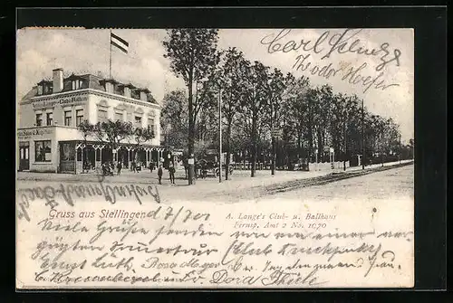 AK Hamburg-Stellingen, Gasthof A. Langes Club- und Ballhaus mit Strasse