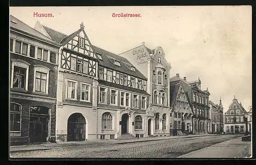 AK Husum, Grossstrasse mit Thomas Hotel