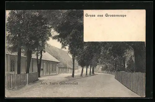 AK Grossenaspe, Strassenpartie mit Johs. Todts Gastwirtschaft