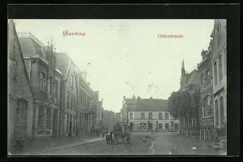 AK Garding, Partie in der Osterstrasse mit Karren