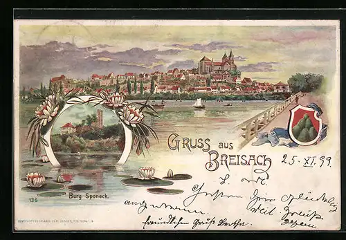 AK Breisach, Ortsansicht, Burg Sponeck, Wappen