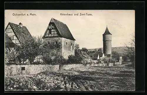 AK Ochsenfurt a. Main, Hirtenhaus und Zent-Turm