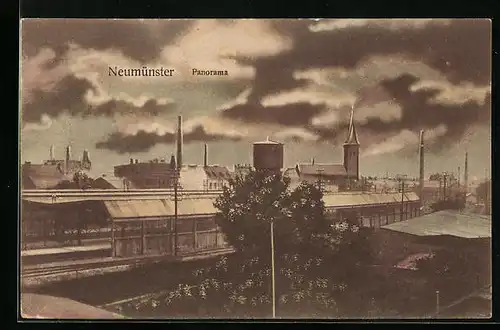 AK Neumünster, Panorama mit Kirche