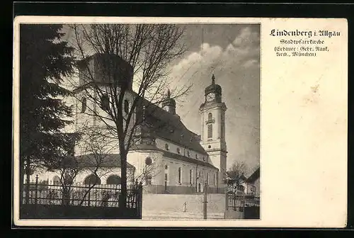 AK Lindenberg i. Allgäu, Stadtpfarrkirche mit Uhr