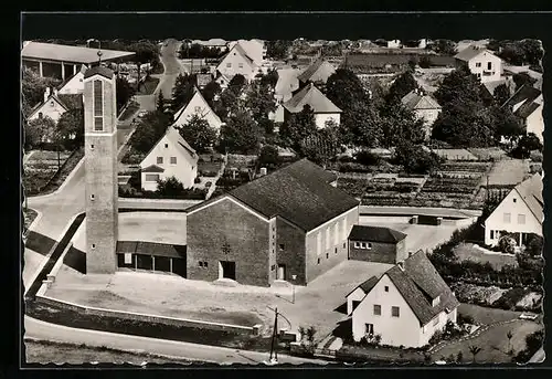 AK Ennigloh-Bünde, Kreuzkirche aus der Vogelschau