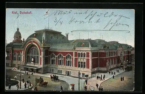 AK Kiel, Bahnhof aus der Vogelschau