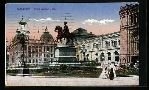 AK Hannover, Bahnhof mit Ernst August-Platz