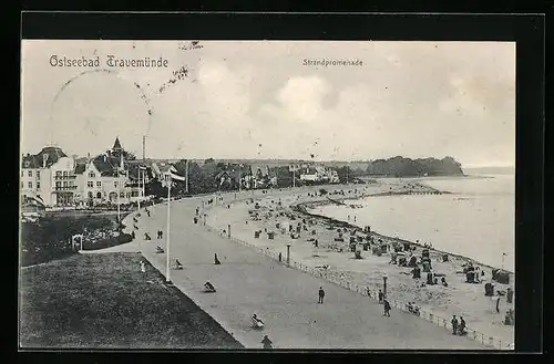 AK Travemünde, Strandpromenade mit Badegästen