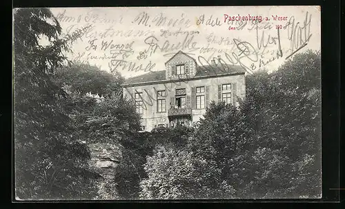 AK Paschenburg a. Weser, Gebäudeansicht im Wald