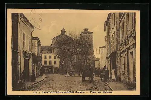 AK Saint-Sever-sur-Adour, Place ses Platanes