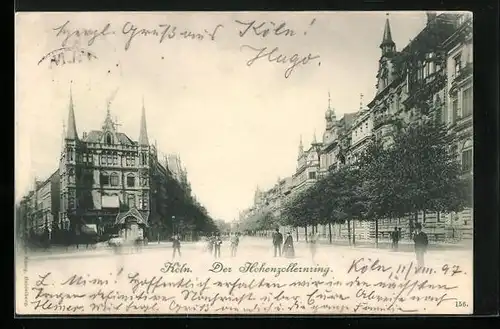 AK Köln-Neustadt, Hohenzollernring mit Passanten