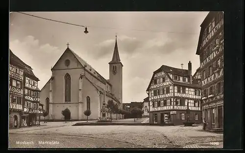 AK Mosbach, Marktplatz mit Kirche