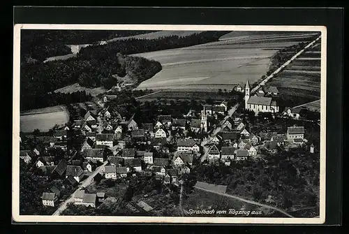 AK Spraitbach, Teilansicht mit Kirche, Fliegeraufnahme