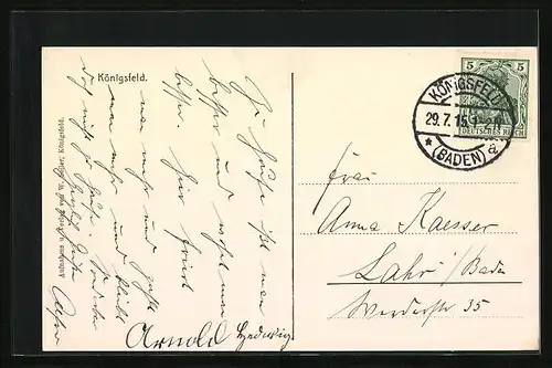 AK Königsfeld, Ortspartie mit Fontäne