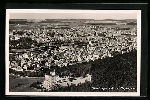 AK Schwenningen a. N., Teilansicht, Fliegeraufnahme