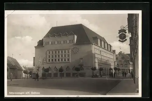AK Schwenningen a. N., Rathaus und Gasthaus