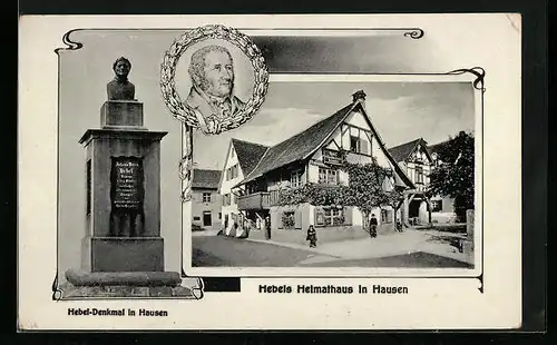 AK Hausen, Hebels Heimathaus, Hebel-Denkmal