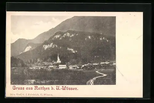 AK Raithen b. U.-Wössen, Ortsansicht mit Kirche