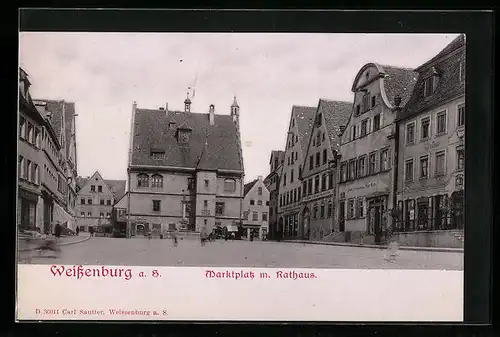 AK Weissenburg a. S., Marktplatz mit Rathaus