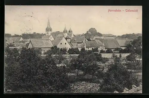 AK Herrnsheim, Ortsansicht mit Kirche