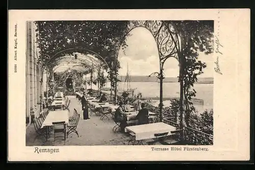 AK Remagen, Terrasse Hotel Fürstenberg