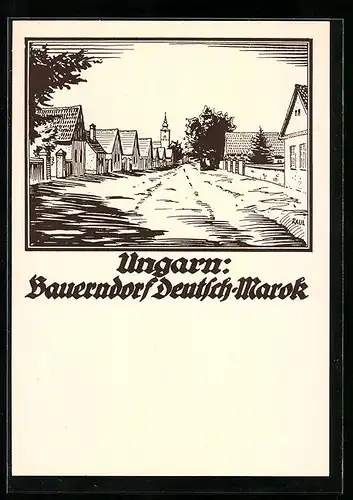 Künstler-AK Deutsch-Marok, Strassenpartie im Bauerndorf