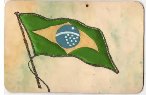 Seiden-AK Brasilianische Nationalfahne
