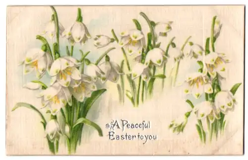 Seiden-AK A Peaceful Easter to you, Blühende Märzenbecher