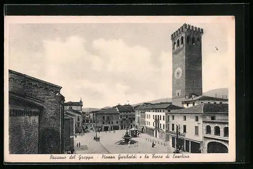 AK Bassano del Grappa, Piazza Garibaldi e la Torre di Ezzelino
