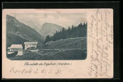 AK Ospitale /Cortina, Teilansicht gegen das Gebirge