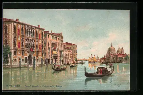 Lithographie Venezia, Canal Grande e Chiesa della Salute